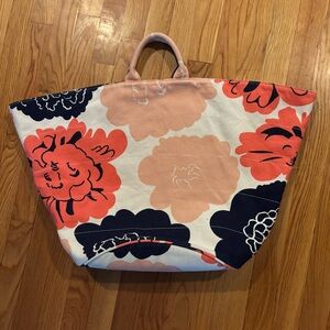 Marimekko peony flower pioni canvas bag pink blue white